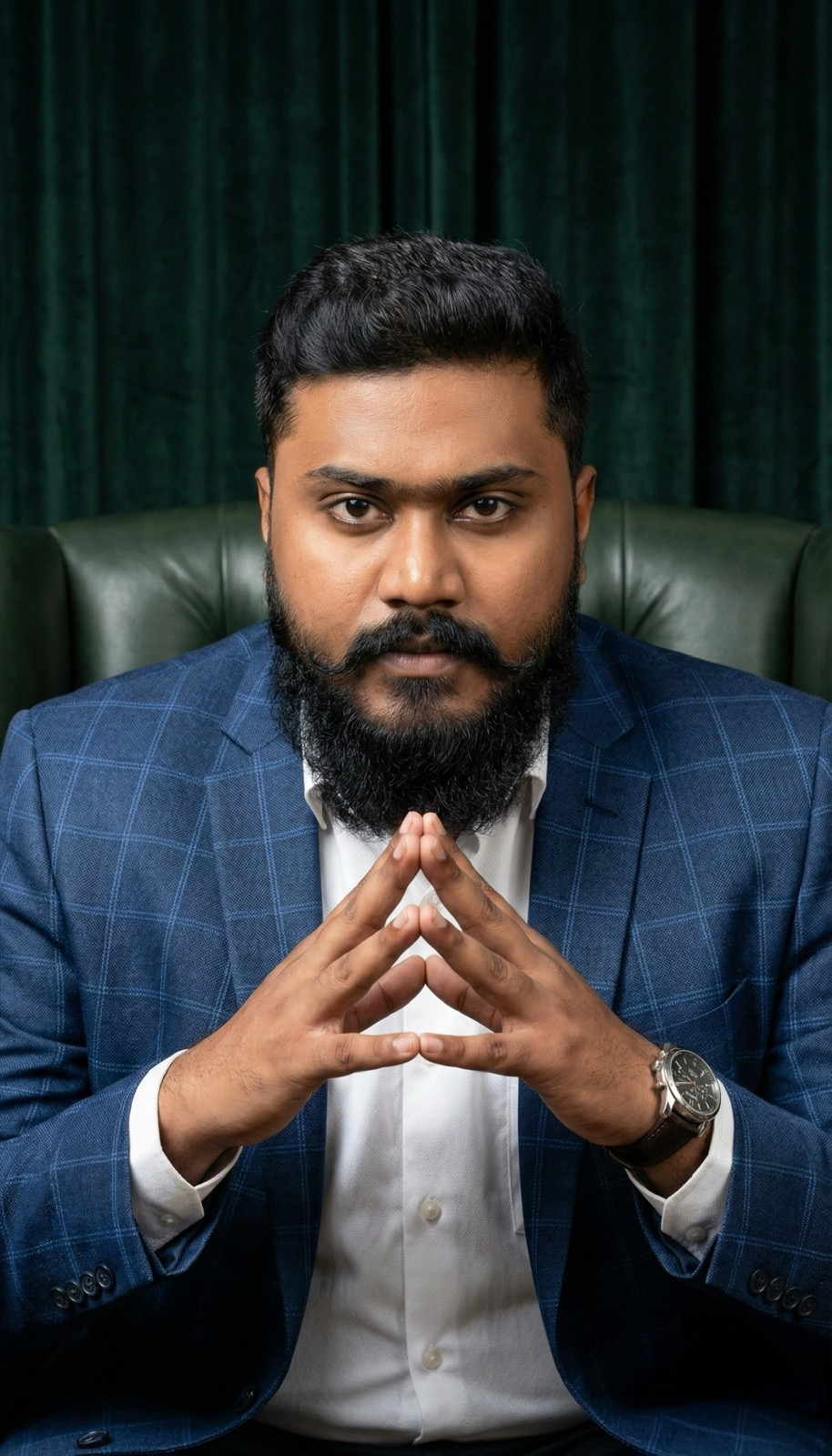 thrinadhsai formal author portrait in blue suit